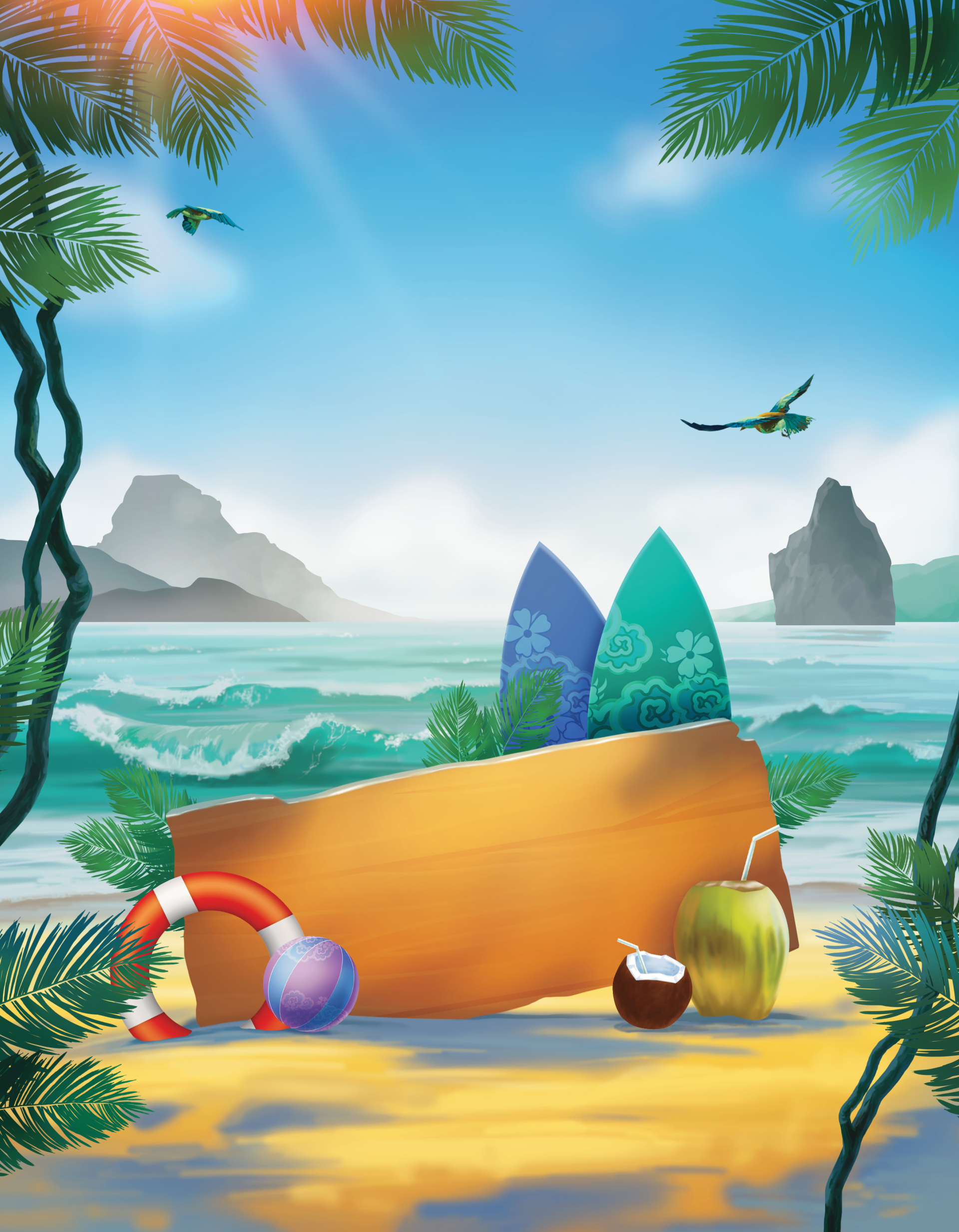 海島旅遊傳單/海報 - 傳單設計範本