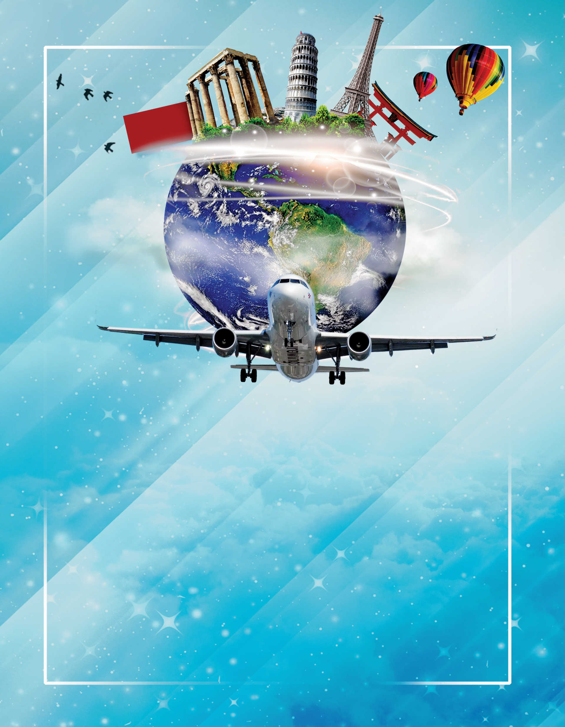飛機旅遊傳單/海報 - 傳單設計範本